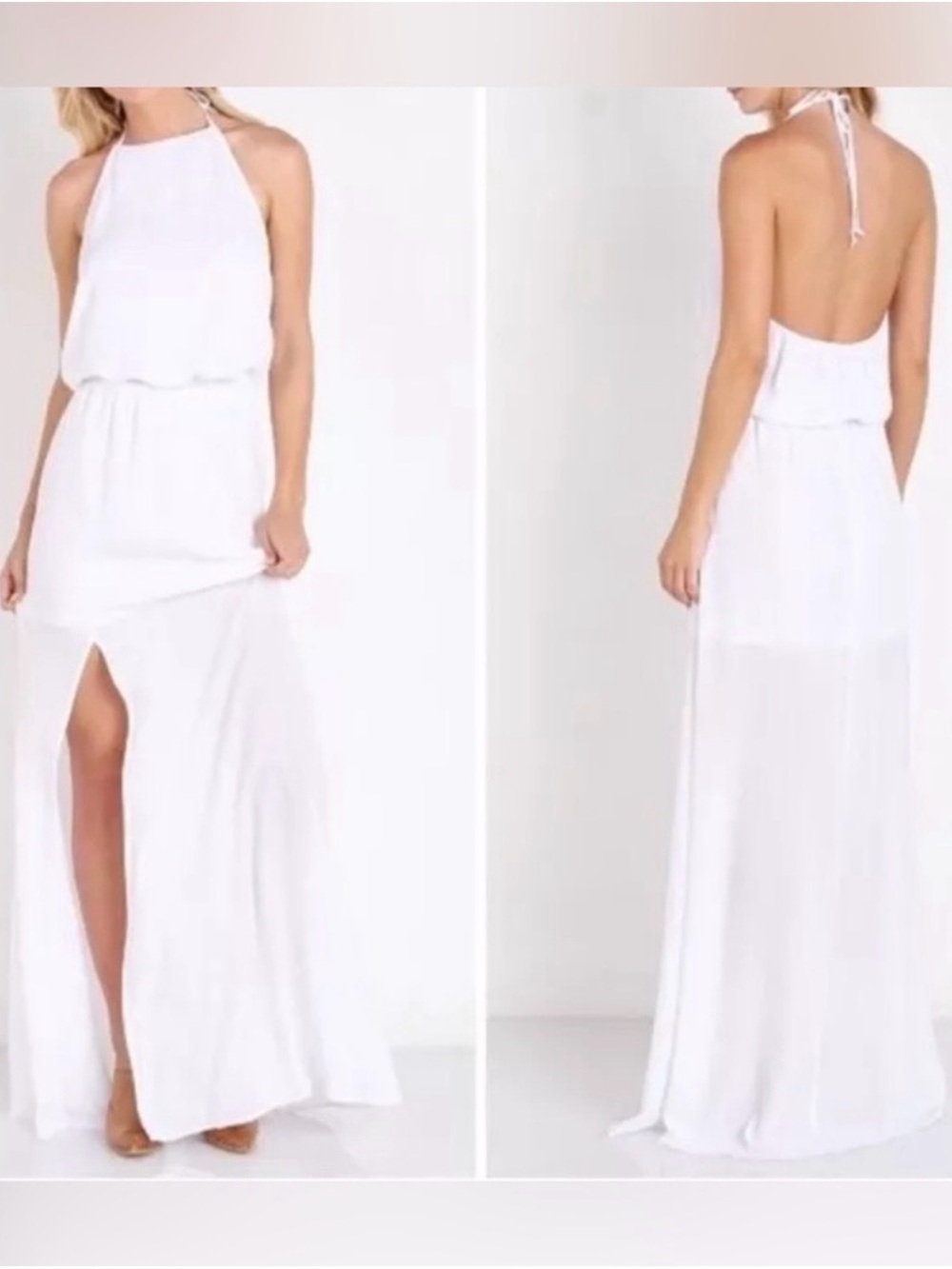 Show Me Your MuMu White Halter Backless Maxi Dress